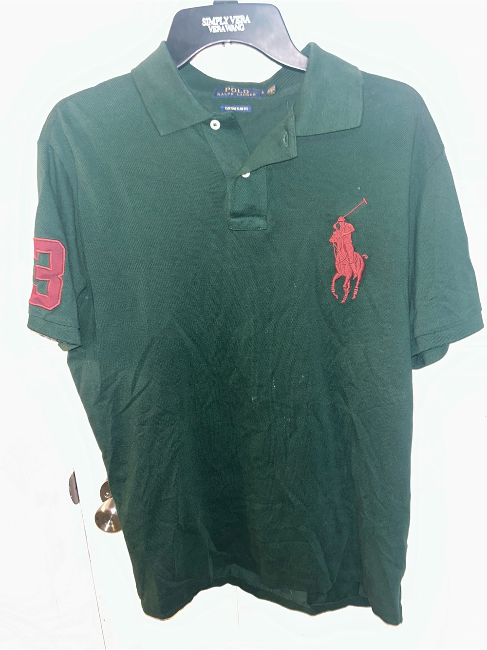 Polo by Ralph Lauren Green Polo Shirt with Red Pony and Sleeve Patch